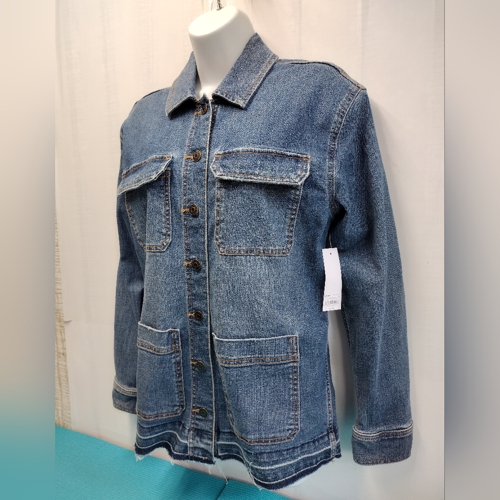 NWT Sonoma Women's Denim Jean Stretch Jacket Button Up Size S